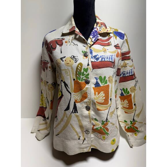 Chico’s Women’s Blazer Sz 1 US 8-10 Medium Abstract Artsy Whimsical - Picture 1 of 8